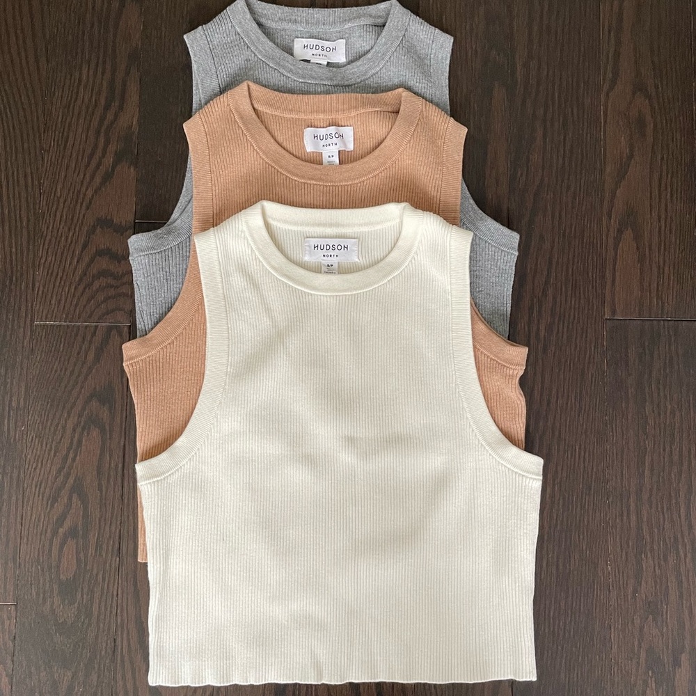 Set of 3 Hudson North Ribbed Cropped Tanks – NWOT – Size S